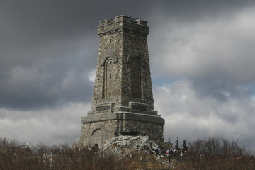 Shipka peak, Bulgaria - March 3, 2016: People in the center of the celebrations of Shipka peak monument - a symbol of the liberation of Bulgaria. March 3 is the National Day of Bulgaria