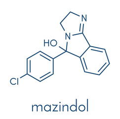 Poster - Mazindol appetite suppressant drug molecule. Skeletal formula.