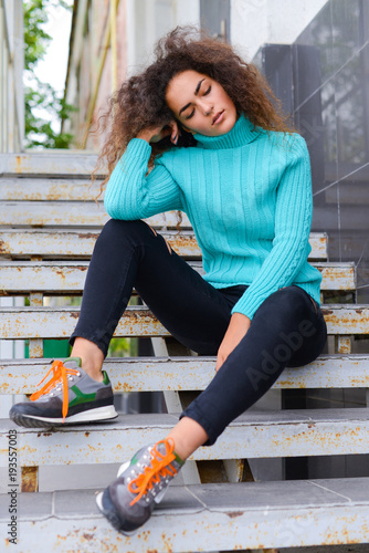 turquoise sweater outfit