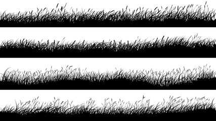 Wall Mural - Horizontal banners of meadow silhouettes with grass.