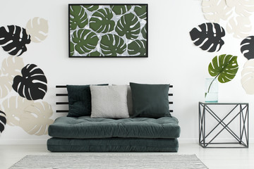 Room with monstera leaf motif