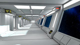 Fototapeta Do przedpokoju - 3D render. Futuristic corridor interior architecture