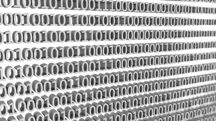 3d render. Numbers zero and one in binary code