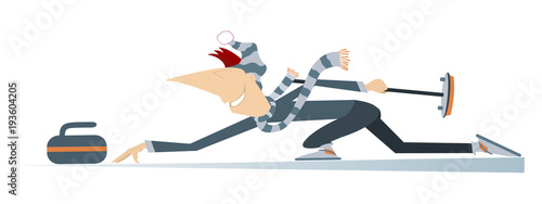 Fotografía Smiling young man plays curling isolated illustration