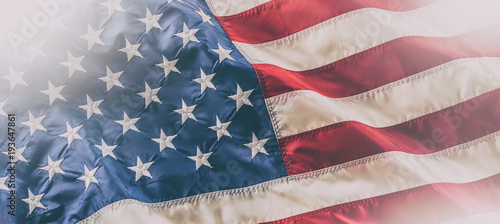Fotomural USA flag. American flag. American flag blowing in the wind