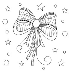 Wall Mural - Coloring book of red bow for adult.zentangle style.vector illustration.handdrawn.