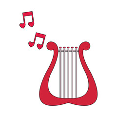 Sticker - Harp playing music notes vector illustration graphic design