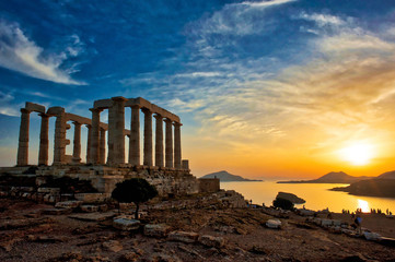 Wall Mural - Temple of Poseidon at Sounion in Greece