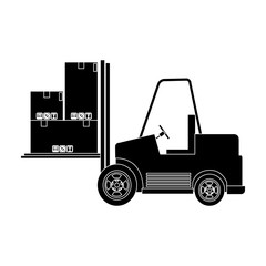 Canvas Print - Forklift with boxes icon vector illustration graphic design