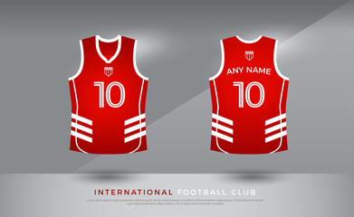 Wall Mural - basketball t-shirt design uniform set of  kit. basketball jersey template. red and white color, front and back view shirt mock up. Vector Illustration