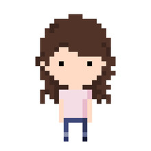 Girl Icon, Pixel 8 Bit Style