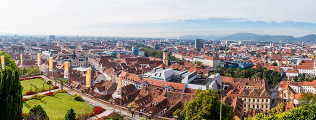 Poster - Graz Old Town Cityscape Aerial View