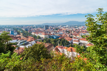 Poster - Graz Old Town Cityscape Aerial View