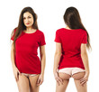 Sexy lady posing with blank red shirt