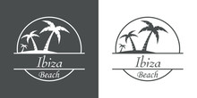 Icono Plano Ibiza Beach En Gris Y Blanco