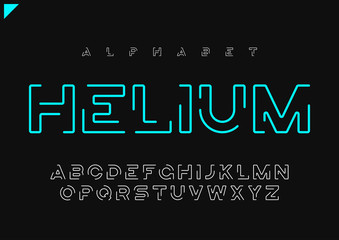 Wall Mural - Helium vector minimalist futuristic linear alphabet, typeface, l