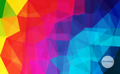 Wall Mural - Abstract vector polygonal background. Geometric low poly background in bright rainbow colors. Use for wallpaper, banner, template or brochure cover design. Vector illustration. Eps10.
