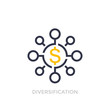 Financial diversification, diversified investment icon