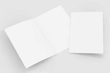 Fototapete - Blank Folded Flyer Brochure. 3d Rendering