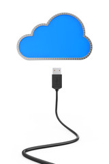 Poster - USB Cable Connected to the Cloud Storage. 3d Rendering