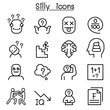 Stupid, foolish, Silly icon set in thin line style