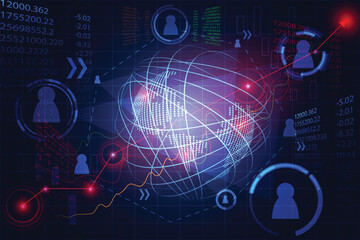 abstract technology business play stock market :world digital link network connection, business man 