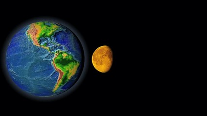 Wall Mural - Blue planet Earth and moon. View our planet from outside.   
