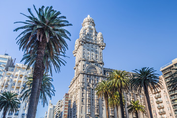 montevideo - july 02, 2017: palacio salvo in the center of the city of montevideo, uruguay