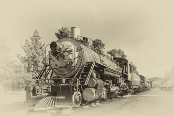 Plakat lokomotywa vintage maszyna