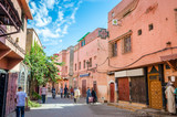 Fototapeta Uliczki - Beautiful street of old medina in Marrakesh, Morocco