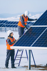 Wall Mural - solar power station worker