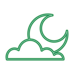 Sticker - cloud half moon weather sky image vector illustration green neon line graphic