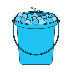 Poster - bucket with soap bubbles cleaning house vector illustration