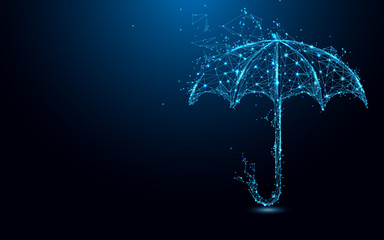 Aufkleber - Abstract umbrella form lines and triangles, point connecting network on blue background. Illustration vector