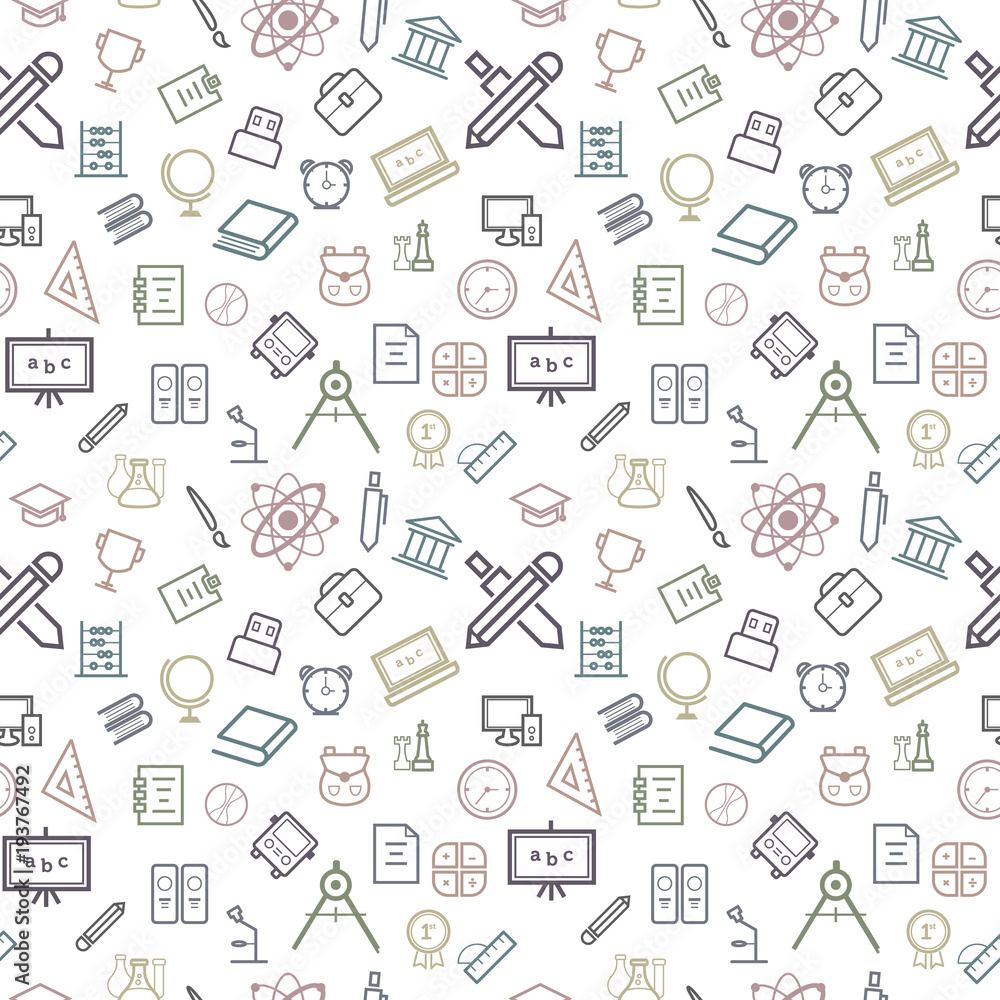 Seamless Pattern of Education Student Study at School Stock Vector ...