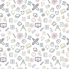 seamless pattern of education student study at school