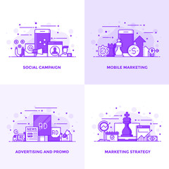 Wall Mural - flat line purple designed concepts 4