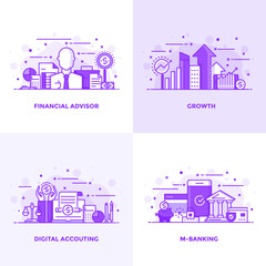 Wall Mural - flat line purple designed concepts 5