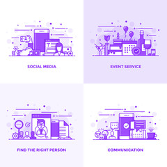 Wall Mural - flat line purple designed concepts 15