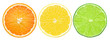 citrus slice, orange, lemon, lime, isolated on white background, clipping path