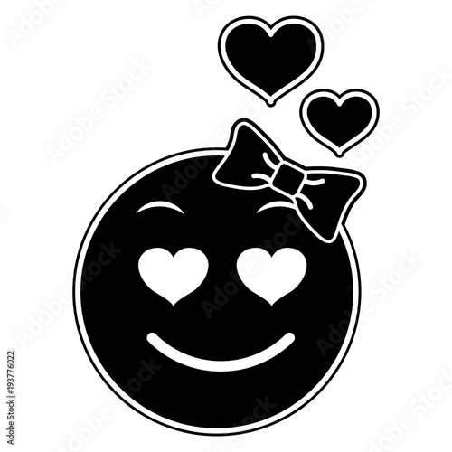 Download silhouette enamored female emoji expression with ribbon ...