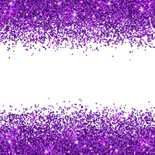Purple Glitter Placer On White Background. Vector