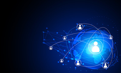 Wall Mural - abstract technology concept internet futuristic network connection human communication with world ma