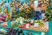Fruits And Vegetables.Farmer's Market. San Jose, Costa Rica, Tropical Paradise.