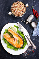 Wall Mural - fried salmon