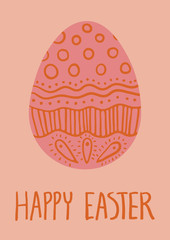 Wall Mural - Happy Easter card with red egg