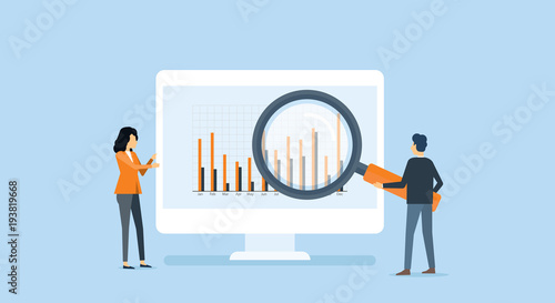 Fotografía flat business people analytics and monitoring investment and finance report gr
