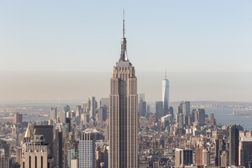 Fototapete - Panoramic view of New York City. Manhattan downtown skyline with Empire State Building and skyscrapers.