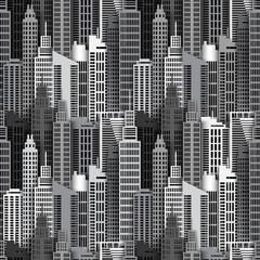 Wall Mural - Seamless urban background. Paper skyscrapers. Achitectural building in panoramic view. Modern city skyline building industrial paper art landscape skyscraper offices. Vector Illustration