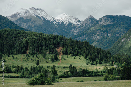 Plakat Piękna górska sceneria. Alpy Julijskie, Słowenia.
